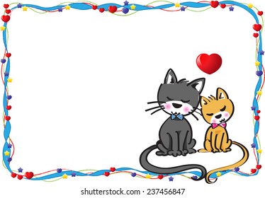 cats fall in love with blank background