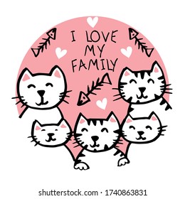 Cats family mother, father,and kids