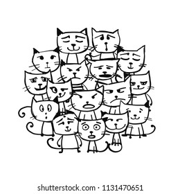 Cats family, sketch for your design