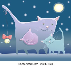 Cats Family. This illustration represents a nice family of cats.