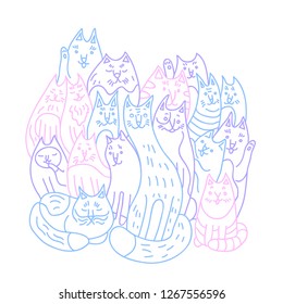 Cats family vector illustration