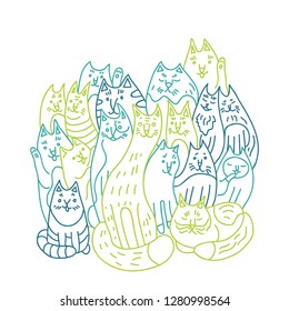 Cats family vector illustration