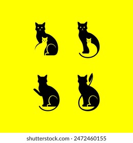 cats flat icons set vector designs