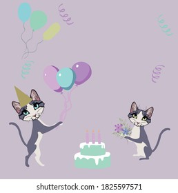 gatos flores textura torta boho bolas de fondo para niños impresión de fondo para ropa de embalaje ilustración Woodland vector