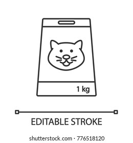 Cat's food linear icon. Thin line illustration. Pet nutrition. Contour symbol. Vector isolated outline drawing. Editable stroke