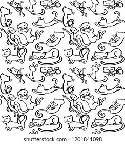 cats funny vector seamless texture