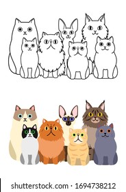 cats group set, full body