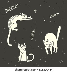 cats. hand drawn background