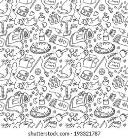 Cats Hand Drawn Cartoon Seamless