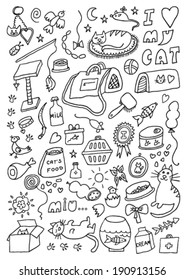 Cats Hand Drawn Cartoon Set