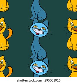 Cats. hand drawn seamless pattern background. Vector illustration
