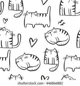 Cats. Hand drawn vector print