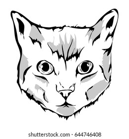 Cats Head Black White Colors Vector Stock Vector (Royalty Free ...