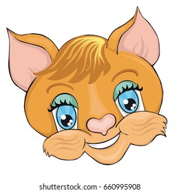 Cat's head. Cartoon style. Clip art for children.