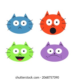 Cats head characters. Vector animal icon