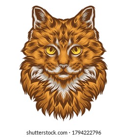 cat's head with detailed vector illustration
