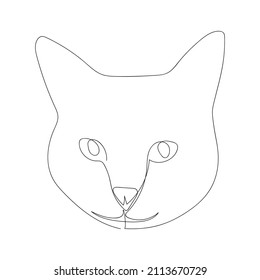 Der Kopf der Katze ist in einer Linie gezeichnet. Umriss. Konzept für Logo, Flyer, Banner. 