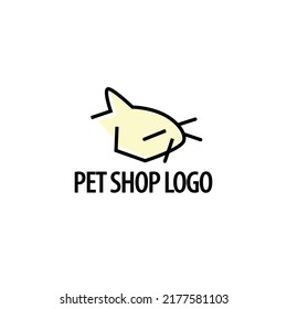 Cat's head line art vector logo. Suitable for animal care, pet shop, pet product, and cat lover.