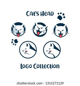 Cats head logo template, pet shop logo design, silhouette of cat face logo