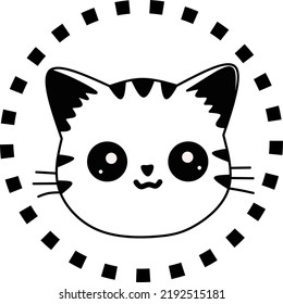 Cat's head outline icon.  Simple pet face pictogram.  vector illustration