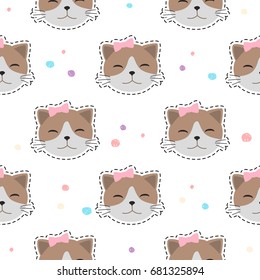 Cats head seamless pattern. Background for kids design.