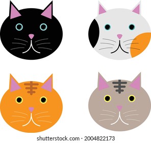 Cats heads cartoon vector illustration