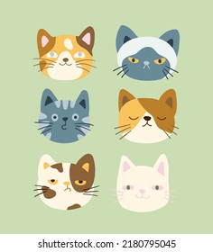 Katzen, Kätzchen, süße Kätzchen, Vektoremoticons. Funny kitty Tiercartoon Charaktere mit unterschiedlichen Emotionen, Ausdrücke für Poster, Banner, Webdesign