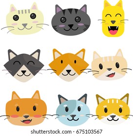 Cats heads emoticons vector