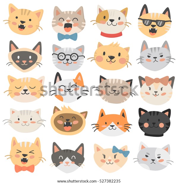 Cats Heads Emoticons Vector Stock Vector (royalty Free) 527382235 