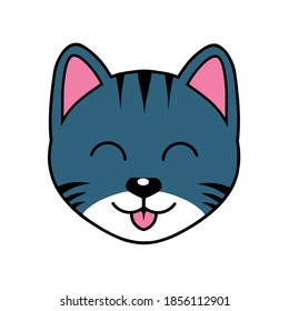 Cats heads emoticons vector. Cute cat