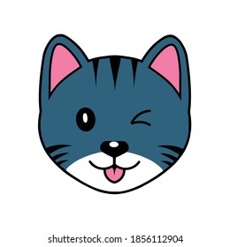 Cats heads emoticons vector. Cute cat