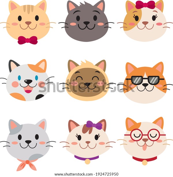 Cats Heads Emoticons Vector Geometric Simple Stock Vector (Royalty Free ...