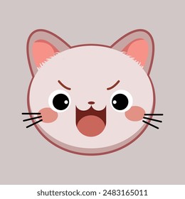 Gatos cabezas feliz expresión emoticonos Vector