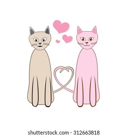Cats and hearts vector illustraion