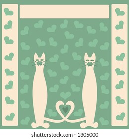 Cats and hearts,illustration.