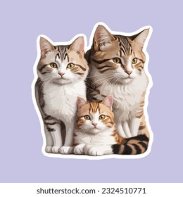 Cats with his family sticker 
