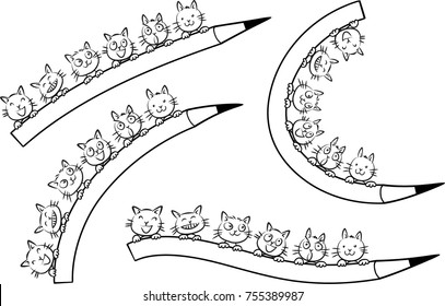 cats hold color pencil design