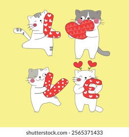 Cats holding the love Valentine's day