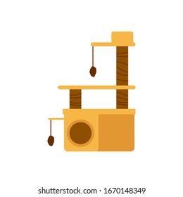 Cats house toy icon for pet shops and vet stores, flat vector illustration isolated on white background. Domestic animals treatment goods and feed packaging - symbol.