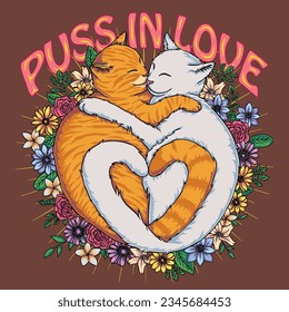 Cats Hugging Each Other's Tails in a Symbol of Love