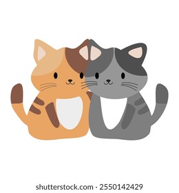 cats hugging in white background