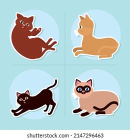 cats icon set on blue background