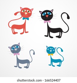 Cats Illustration Isolated on White Background