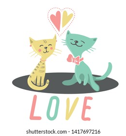 cats illustration , T-shirt graphics / textile graphic