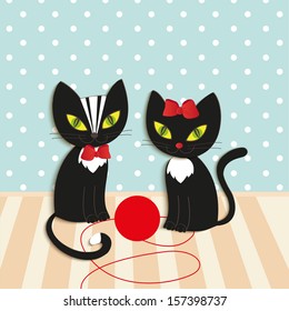 Cats - illustration, vector 