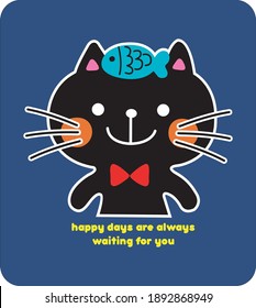 Cats image vector illustration for your T shirt or Your Cards