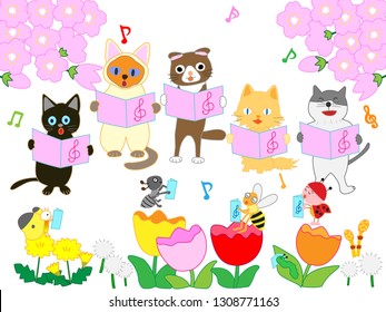 Cats and insects delighted that spring came and held a concert.