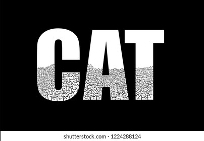 Cats inside word cat illustration line for prints posters and banners t shirts and lettering