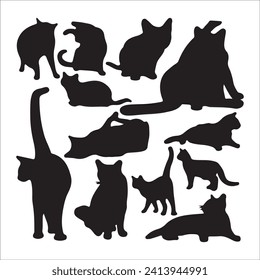 Cats, Isolated On White Background ,Black Cat, Black Cat Image