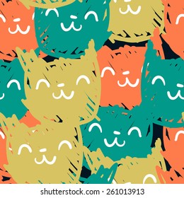 cats kittens cute sketch vector illustration seamless